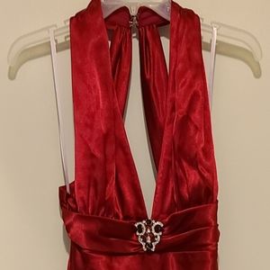 Red Satin Evening Dress